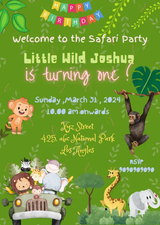 Safari birthday invitation online